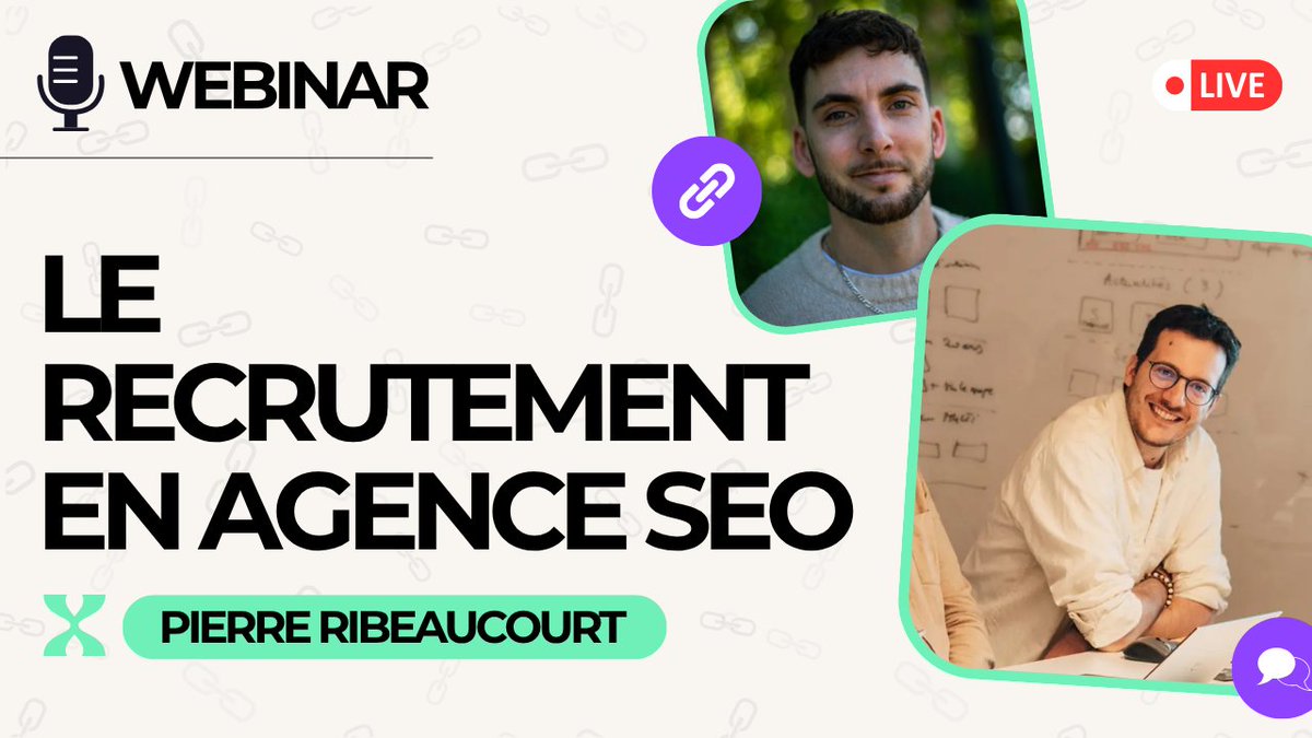 Linkuma_off's tweet photo. Webinar demain, jeudi 9 Juillet à 11h00 : Le recrutement en agence SEO avec Pierre Ribeaucourt (@Pierre_Rib) 

Au programme : Comment sourcer, faire monter en compétence et garder ses talents SEO.

Sur Youtube &amp; sur X https://t.co/i7M1GpfJW8