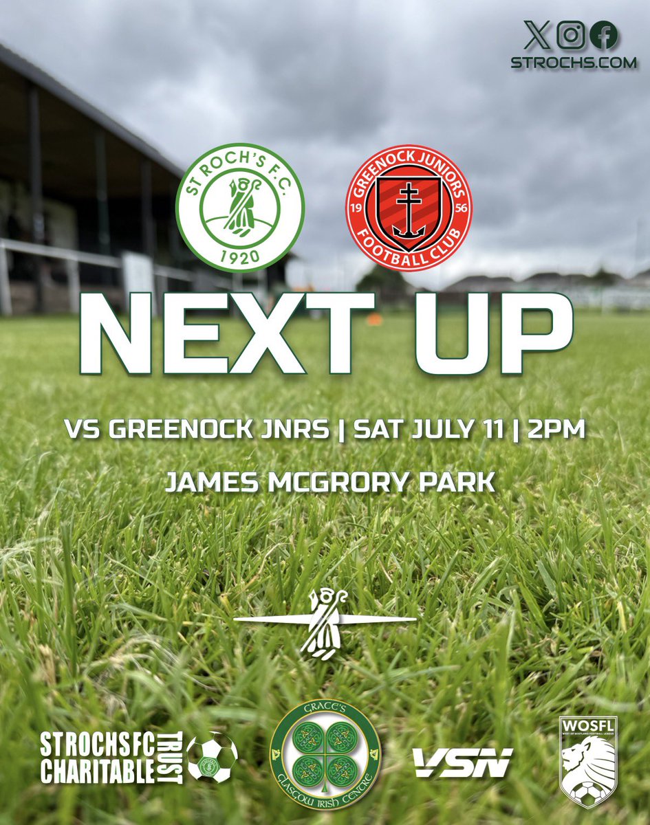 StRochsJuniors's tweet photo. Confirmed!

After the cancellation of the Bo’Ness tournament this weekend…

We will now be hosting Greenock Juniors at JMP

Kick off is 2pm 
Entry is £5/£3

Season tickets on sale! Get yours in time for the Premier Division kicking off

Merch on sale https://t.co/RivlmEmzEb