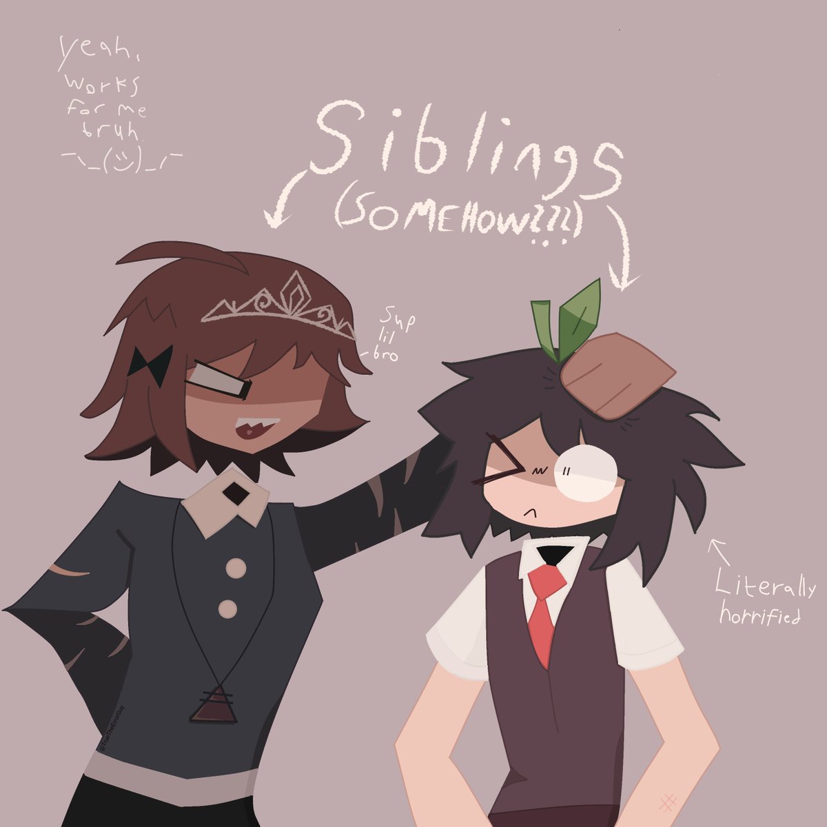TrueTheErrorGuy's tweet photo. (Reposted because I screwed up the hashtags)
This headcanon is so stupid that I actually took the time to draw art of it.

It's somehow both incredibly stupid and incredibly cute oh my God.

#FPE #fundamentalpapereducation #katieverse #aliceFPE #abbieFPE #fanart https://t.co/G0Lr217FQa