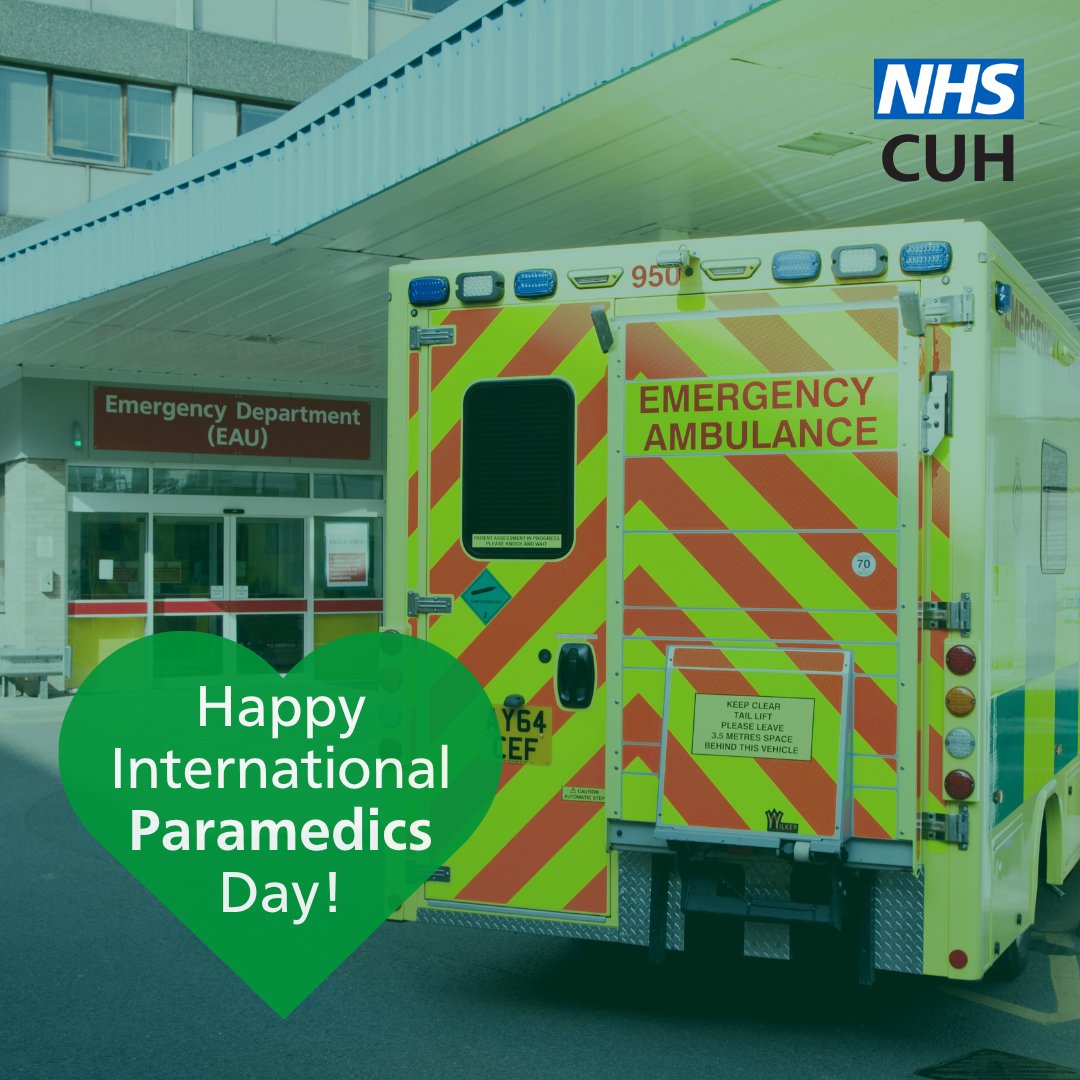 CUH_NHS's tweet photo. Happy #InternationalParamedicsDay to all of our East of England emergency services colleagues, and beyond! 💚

Everyday you meet people at their most vulnerable and triage them to appropriate care. 

Thank you for all you do 🚑

@EastEnglandAmb
@EastAngliAirAmb
@Magpas_Charity https://t.co/aDLOj75Fgq