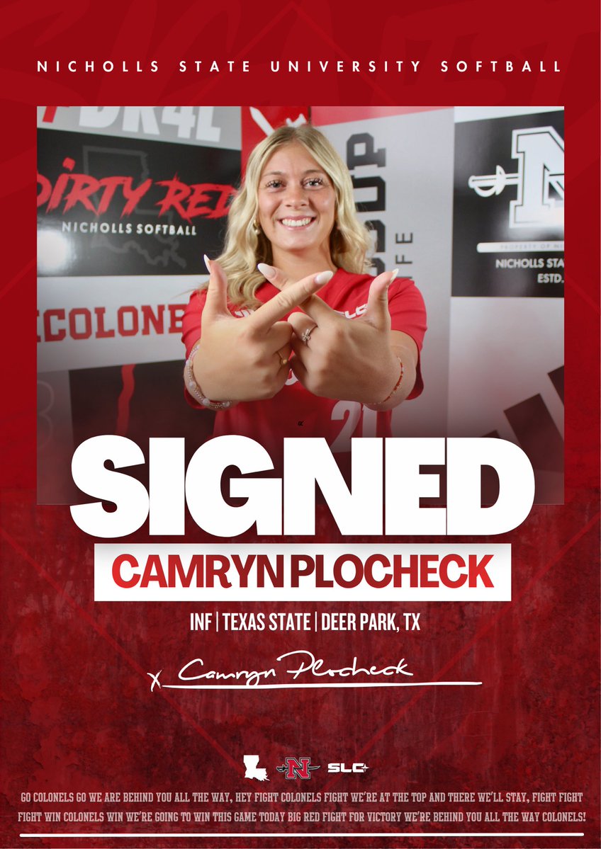 nicholls_sb's tweet photo. 𝐓𝐞𝐱𝐚𝐬➡️𝐋𝐨𝐮𝐢𝐬𝐢𝐚𝐧𝐚

Welcome to The Bayou, Camryn!⚔️

#SwordsUp | #GeauxColonels https://t.co/dRCMiOL5Oa
