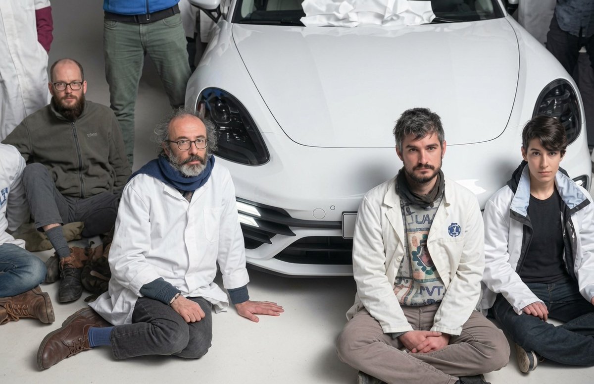 SaltyGoat17's tweet photo. In Germany liberals glued their hands to the floor of a Porsche dealership in protest...

-Staff largely ignored the protest
-The activists started complaining the glue irritated their hands, they were cold/hungry, needed the bathroom bucket
-At the end of the day the staff turned off the lights and heating and went home, leaving the glued protesters there overnight

THIS IS HOW WE SHOULD HANDLE PROTESTORS!!😂
