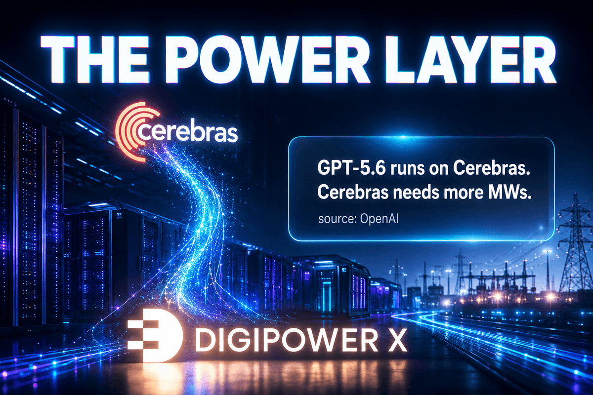 chinoalemano's tweet photo. $DGXX - I'm back.

Just opened a small position.

Here's what caught my attention:

GPT-5.6 has been going viral for the last few hours.

Everyone's talking about it.

It runs on $CBRS.

But I noticed something odd.

Not @rk8215.

Not @ROIRecruiter.

Not @BullishNSassy.

Not @InvestorIra.

Not anyone connected GPT-5.6 back to DGXX.

10h GPT-5.6 being viral.

0 post from the bulls.

That was my signal.

Think about it: DGXX has been beaten down hard, and this is AFTER a mega-deal with Cerebras.

At some point, the downside gets defined.

It can't get much worse from here.

If it does, I would just hold and average down, that's it.

Tomorrow the spotlight is on GPT-5.6.

And with the spotlight come the obvious questions:

If it's as incredible as they say, where does the inference actually run?

Where do the megawatts come from?

And as Jagan said himself, DGXX is focused on inference and already has a signed deal with Cerebras. 

he market hasn't connected the dots yet.

I'd rather be early than right on time.

This is not financial advice. Do your own research.

I'm long $DGXX.
