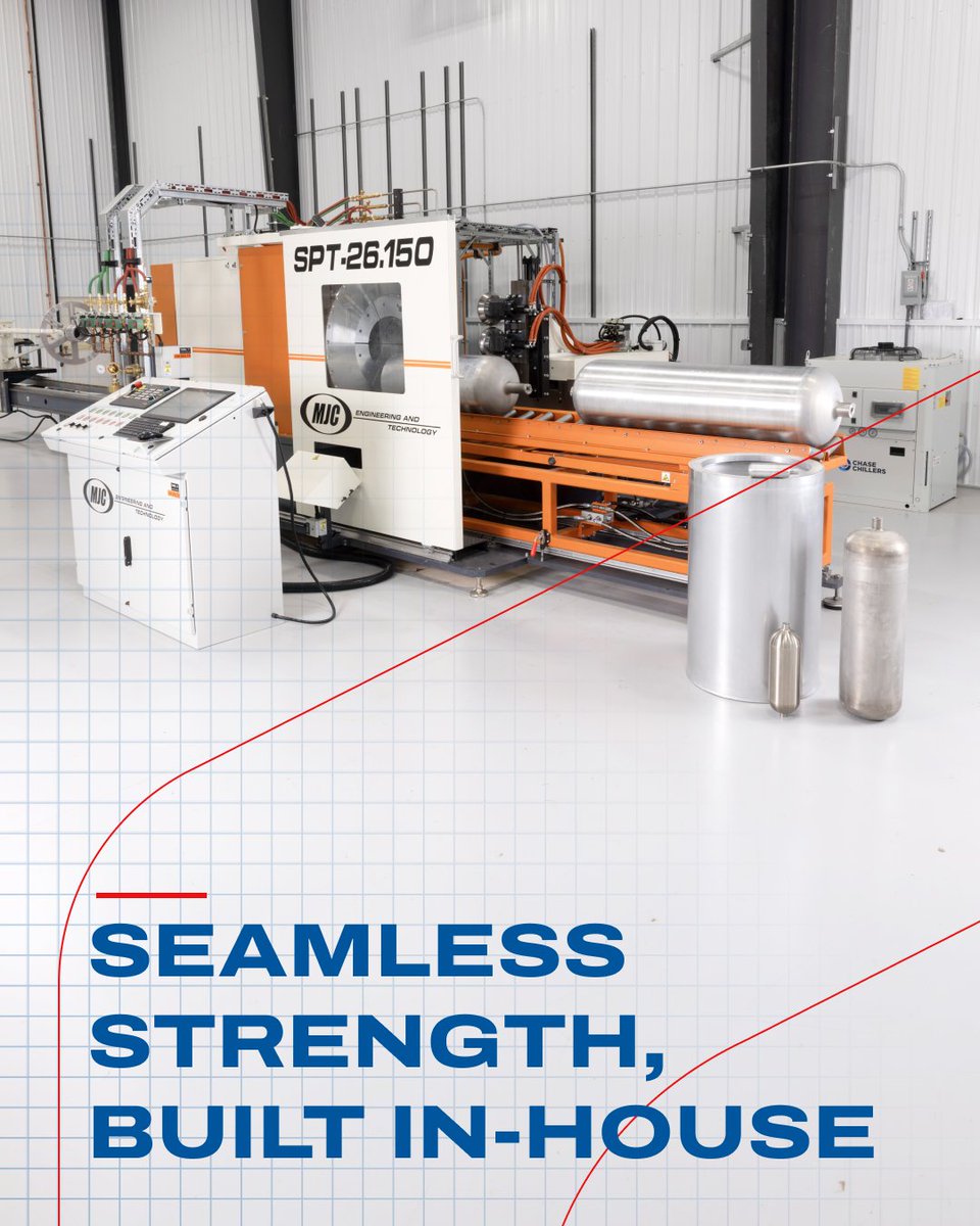 pmfindustries's tweet photo. High pressure vessels and rotationally symmetrical components depend on seamless construction. Welded seams introduce stress points that compromise performance under repeated pressure and temperature cycling.

PMF Industries' hot spinning lathe shapes flowformed cylinders under full CNC control, producing seamless COPV shells and rotationally symmetrical components in a range of sizes through a single continuous forming operation.

See the hot spinning process in detail: https://t.co/Ucm5QBACaG

#HotSpinning #COPVManufacturing #PrecisionManufacturing