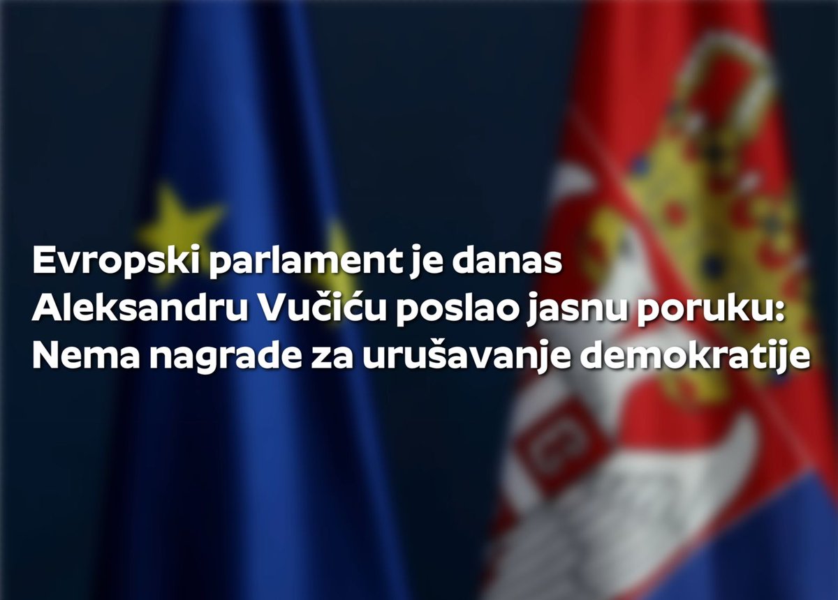 solidarnost25's tweet photo. Evropski parlament je danas poslao poruku koju građani Srbije čekaju godinama.

Nema evropskog puta bez demokratije. Nema nagrade režimu za urušavanje demokratije.

EP je usvajanjem ovog izveštaja podržao pravo građana Srbije na nezavisne institucije, slobodne medije slobodne izbore i evropsku budućnost. 🇪🇺🇷🇸