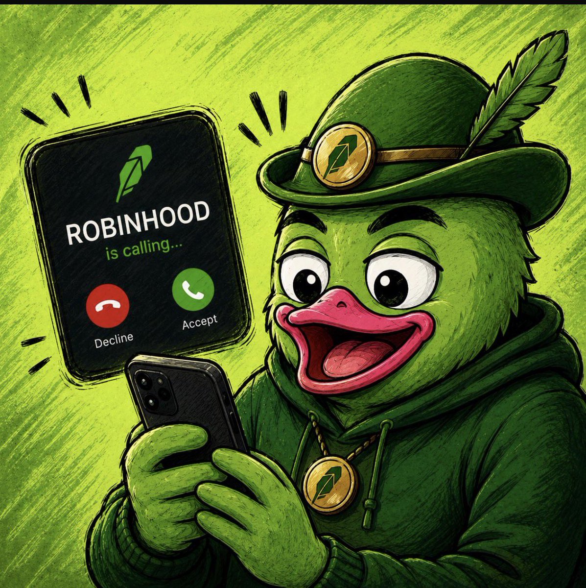 ItsTrippy's tweet photo. Robinhood launches its chain.

$CASHCAT sends to $100M+.

Now I’m asking myself…

What meme represents @RobinhoodApp better than @Robinch1rp itself?

I like the branding.
I like the mascot.
I like the asymmetric setup.

I’m holding $ROBIN. https://t.co/UBKQtnM4Ur