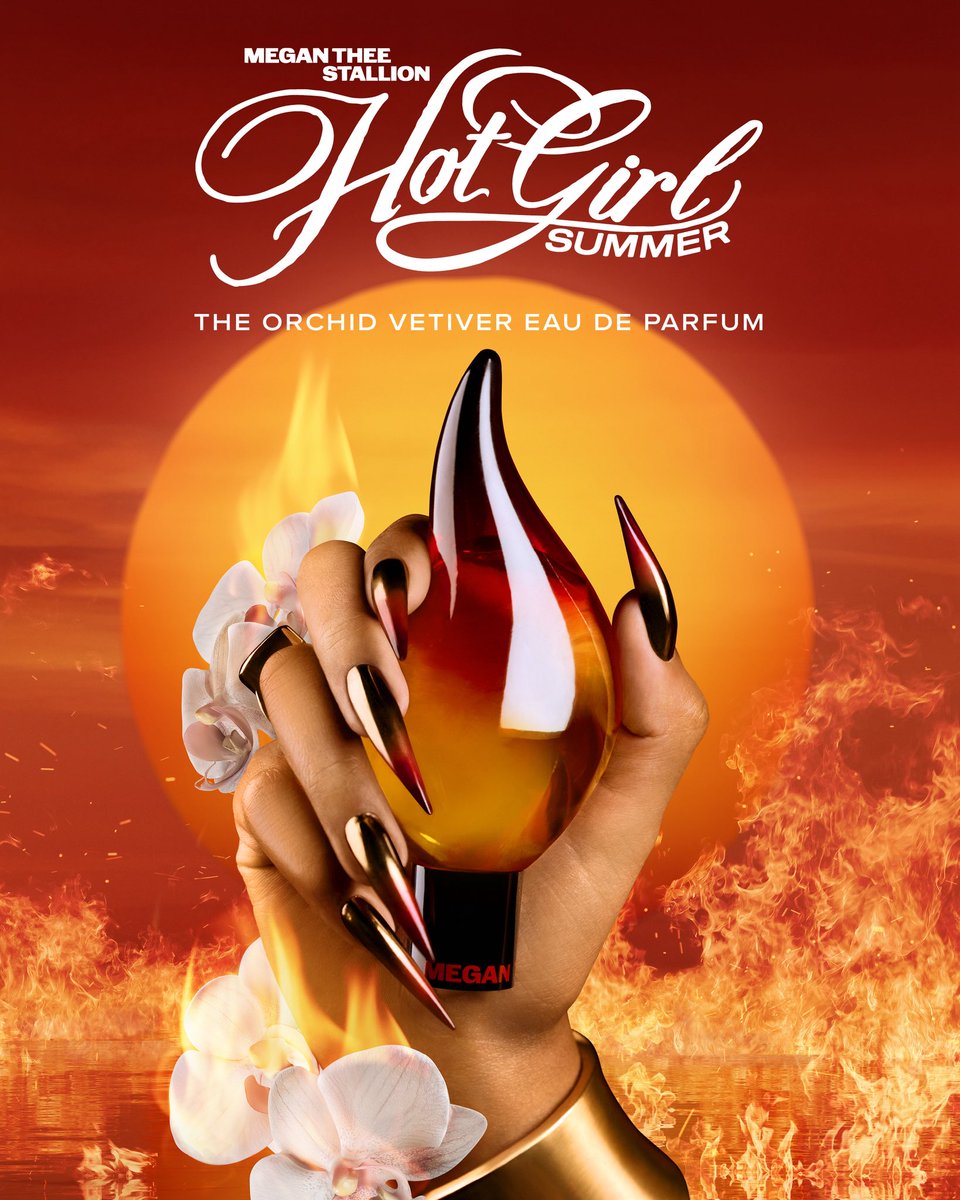 theestallion's tweet photo. HOT GIRL SUMMER THEE FRAGRANCE IS HERE  🔥
Hotties my debut fragrance, Hot Girl Summer Eau de Parfum, is now available at @ultabeauty &amp; Shoppers Drug Mart! Yall already sold out everything on my website! 
Limited quantities so get yours NOW!! #HotGirlSummerEDP https://t.co/1lGZn5trGy