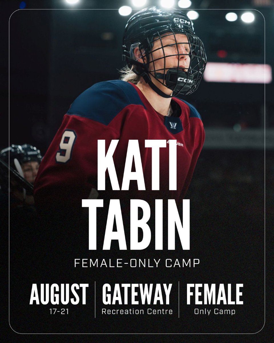 WEARERINK's tweet photo. Kati Tabin is guest coaching a camp from Aug. 17-21, designed specifically for female hockey players who want to sharpen their skills and confidently apply them. This camp also features guest coaches Dwayne Gylywoychuk, Jordy Zacharias, and more! To register, visit link in bio. https://t.co/OqnmNKQaVh