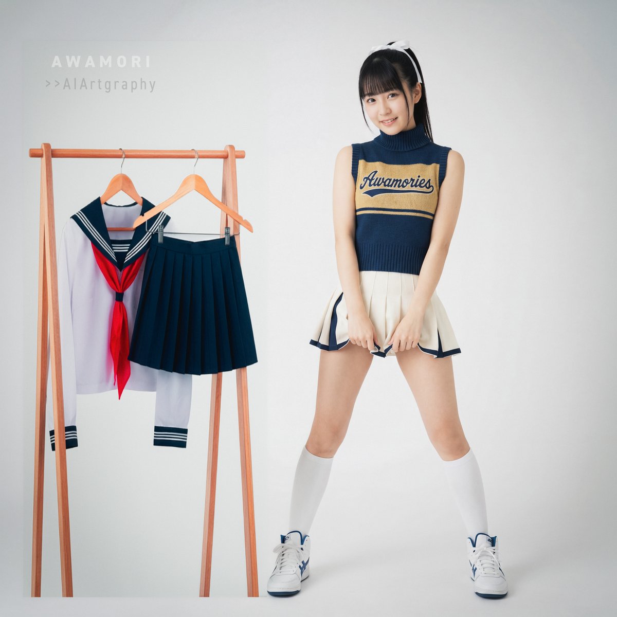 2022Awa's tweet photo. #cheerleaders #aiportrait #aiphotography #aigravure #aigirl #photoshop #lightroom #photorealism #grok_imagine #4K https://t.co/wpQMOt82Ov
