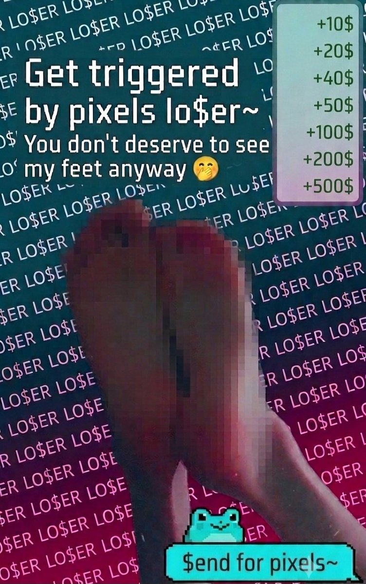 Cranky80176557's tweet photo. You should totally just pump to the pixels lo$er 🤭
You don't deserve to see my feet and you have to pay me for uncensored pic how pathetic is that? :3 
Slip into my dms and give me money for fuelling your addiction silly censorslut >w<
#findom #betasafe #censored #femboy https://t.co/xynFyXj4CZ