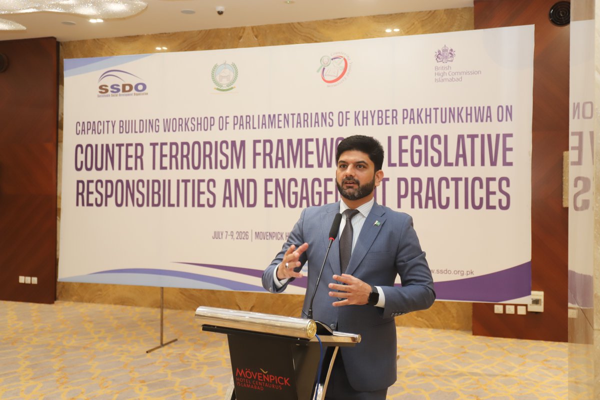 SSDOPakistan's tweet photo. Meaningful discussions, expert insights, and collaborative learning marked Day 2 of the 𝐂𝐚𝐩𝐚𝐜𝐢𝐭𝐲 𝐁𝐮𝐢𝐥𝐝𝐢𝐧𝐠 𝐖𝐨𝐫𝐤𝐬𝐡𝐨𝐩 𝐨𝐟 𝐏𝐚𝐫𝐥𝐢𝐚𝐦𝐞𝐧𝐭𝐚𝐫𝐢𝐚𝐧𝐬 𝐨𝐟 𝐊𝐡𝐲𝐛𝐞𝐫 𝐏𝐚𝐤𝐡𝐭𝐮𝐧𝐤𝐡𝐰𝐚 𝐨𝐧 𝐂𝐨𝐮𝐧𝐭𝐞𝐫 𝐓𝐞𝐫𝐫𝐨𝐫𝐢𝐬𝐦 𝐅𝐫𝐚𝐦𝐞𝐰𝐨𝐫𝐤, 𝐋𝐞𝐠𝐢𝐬𝐥𝐚𝐭𝐢𝐯𝐞 𝐑𝐞𝐬𝐩𝐨𝐧𝐬𝐢𝐛𝐢𝐥𝐢𝐭𝐢𝐞𝐬, 𝐚𝐧𝐝 𝐄𝐧𝐠𝐚𝐠𝐞𝐦𝐞𝐧𝐭 𝐏𝐫𝐚𝐜𝐭𝐢𝐜𝐞𝐬.
The workshop continued to empower parliamentarians with enhanced understanding of counter-terrorism policies, legislative responsibilities, and effective engagement strategies to strengthen peace, security, and resilience across communities. Together, we move towards informed policymaking and a safer, more prosperous future for all.
(1/3)
#CounterTerrorism #KhyberPakhtunkhwa #Parliamentarians #CapacityBuilding #LegislativeLeadership #PeaceAndSecurity #PolicyMaking #Governance #RuleOfLaw #DemocraticGovernance #PublicPolicy #Leadership #Pakistan #SSDO #SDG16 #PeaceJusticeAndStrongInstitutions #CommunityResilience #StrongerTogether #LeadershipForChange