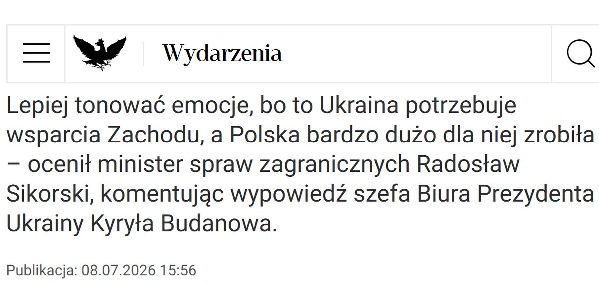 PawelSokala's tweet photo. Schowany za kłódką MSZ Sikorski raczył zabrać głos i oświadczył, że należy "tonować emocje". To już drugi raz w odstępie kilku dni.

Ostatnim razem gdy nam to wszystkim poradził - po spotkaniu z MSZ Ukrainy 3 lipca - głos zabrał Budanov stawiając Polskę jako wroga obok Rosji, Lwowska Rada Obwodowa - ogłoszając 2027 rokiem Romana Szuchewycza i budowę centrum zwalczania "polskiej dezinformacji", oraz ukraińskie Centrum Komunikacji Strategicznej SPRAVDI Stratcom Centre - publikując jakieś księżycowe teorie Wołodymyra Wiatrowycza o rzekomym fałszowaniu rozkazu eksterminacji Polaków przez UPA ze strony KGB...

Jak widać ministrowi Sikorskiemu chrześcijańskiej cnoty zdolności do nadstawienia drugiego policzka nie brakuje.

Ale biorąc pod uwagę reakcje Ukraińców na jego apel z 3 lipca, trochę strach się bać jak przystąpią do "tonowania emocji" tym razem...