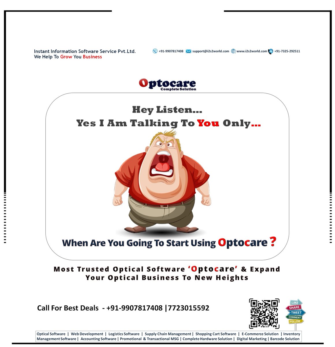 instant_pvt's tweet photo. When Are You Going To Start Using #Optocare ?
#Optical_software
#Opticalsoftware
#i2s2
#AaharStore
#Optical_retail_software
#Optical_store_software
#Easy_optical_software
#low_Cost_Optical_Software
#Best_optical_software
#Optical_billing_software
#ERP
https://t.co/3jKYRs2wWK https://t.co/PiZYJpQ1nm