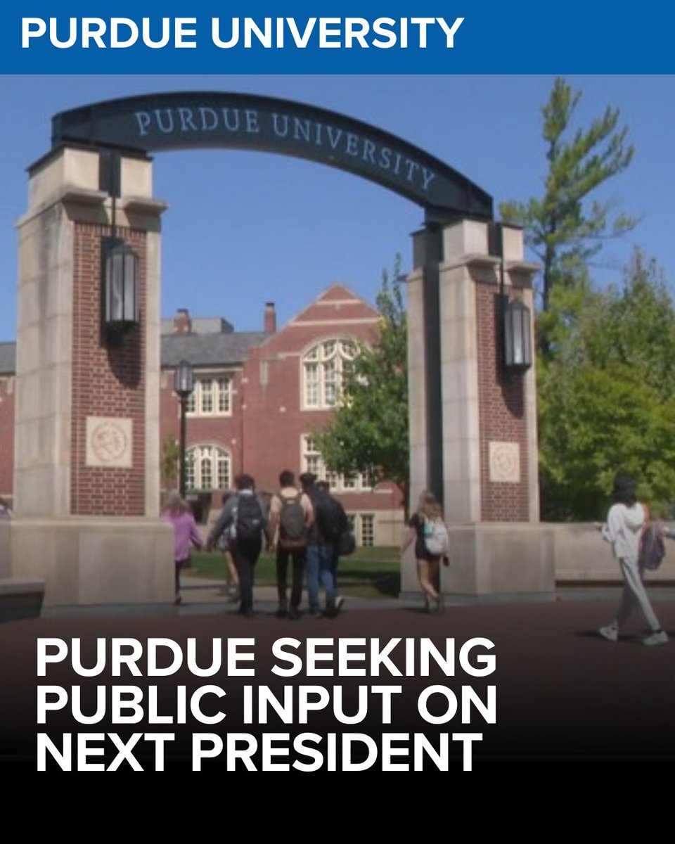 WTHRcom's tweet photo. Leaders at Purdue University are asking for feedback on the qualities for the next president, as well as names of people who should be considered. They will use the feedback to develop a search profile.

MORE: https://t.co/wemjJLOJUr https://t.co/qczbpdBPZt