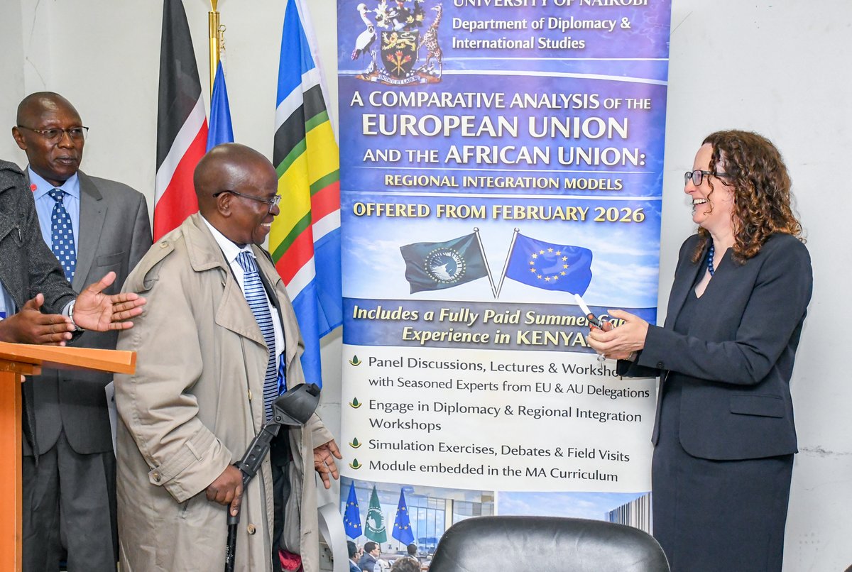 EUinKenya's tweet photo. On 6 July, Ambassador Caitriona Ingoldsby @IrlAmbKenya , representing the Presidency of the Council of the EU, formally inaugurated the EU-AU Jean Monnet Summer School at the University of Nairobi.

The @uonbi  is the first Kenyan institution to be awarded this #Erasmus+ grant. https://t.co/qjPVwvrFif