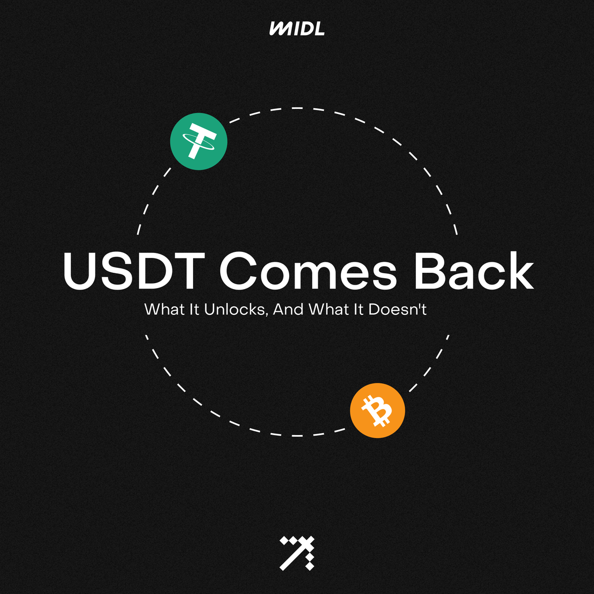 midl_xyz's tweet photo. USDT Is Coming Back to Bitcoin. What It Means for the Ecosystem?

The news: Tether plans to issue USDT natively on Bitcoin via the RGB protocol, rollout expected as early as this month.

USDT was born on Bitcoin in 2014. Left in 2017 when the network got congested and fees spiked. Spent nine years on other chains: ~92% of supply now sits on Tron and Ethereum.

Now it's coming back. Because now it can.

Why this matters

Bitcoin is getting a unit of account. People don’t think in sats, they still think in dollars. A recognizable, widely-held stablecoin living on Bitcoin means users can hold BTC and dollars in the same wallet, on the same network, without touching other chains.

That's a real onboarding path. New users, more on-chain activity, a reason to use a Bitcoin wallet for something other than holding.

What it does on day one

Transfers. RGB anchors to Bitcoin and settles over Lightning: fast, cheap, private payments with no separate fee token. This is a direct shot at Tron's remittance dominance. BTC <-> USDT swaps within the same stack are also planned.

That's genuinely useful. But it also where it ends for now.

What it doesn't do

RGB is its own protocol, same as Runes is its own protocol. RGB keeps asset data off-chain with client-side validation; Runes publishes everything on-chain. Different stacks, different validation, no shared environment.

So no, for now this USDT can't be swapped for Runes out of the box, can't sit in a liquidity pool, be lent or borrowed against. The assets coexist on Bitcoin, but each stays inside its own protocol.

What's still needed

A stablecoin on its own doesn't create an economy. Bitcoin now has assets (Runes, Ordinals) and soon it has money everyone recognizes. For actual markets to form: trading, pools, lending, these assets need a layer that understands multiple protocols and lets them interact.

This is, in principle, what execution environments are built for. We already do it with BTC and Runes: accepting different Bitcoin-native protocols into one environment where they can trade and interact.

USDT on Bitcoin is a better way to move dollars. Everything else is in building mode.