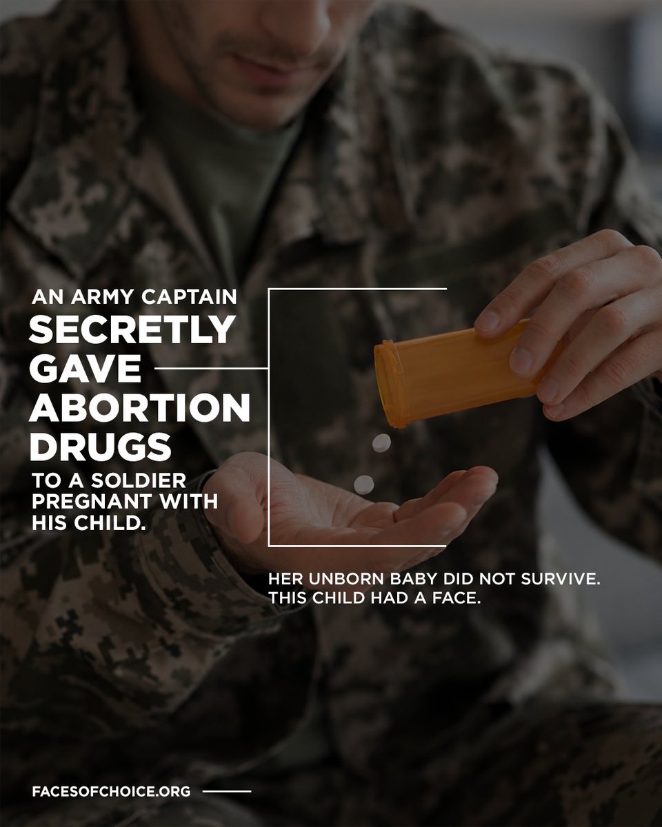 FacetheChoice's tweet photo. An Army captain was sentenced to 12 years for secretly giving abortion drugs to a soldier pregnant with his child — without her knowledge or consent.

Her baby never got the chance to survive.

But this baby had a face and deserved to live. https://t.co/x6074jpRXg