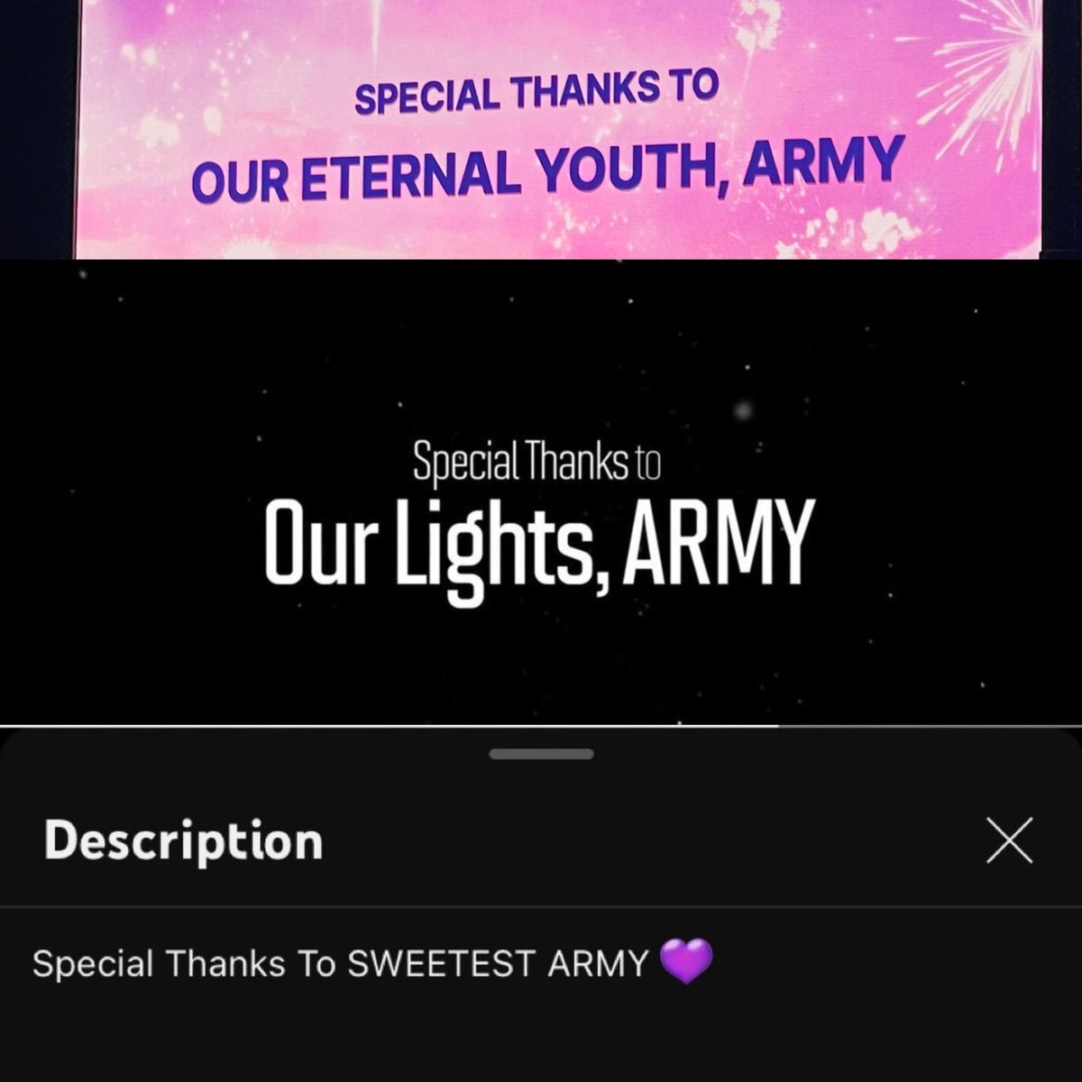 BTSstreamers's tweet photo. The biggest flex as an ARMY?
No matter the distance or time, the love between BTS and ARMY has never been one-sided.

Happy ARMY Day to every purple-blooded soul. 💜

Special thanks to:
our one & only ARMY,
the most beautiful,
our dream,
our wings,
our chapter 1,
our happiness,
our biggest love,
our loudest voice,
our universe,
our lights,
our SWEETEST ARMY,
and our eternal youth 💜

Tag your ARMY bestie and moots who stayed through it all. 🫂💜

Happy13thAnniversaryARMY
#ARMYDAY
#HappyBirthdayARMY
#13THARMYDAY