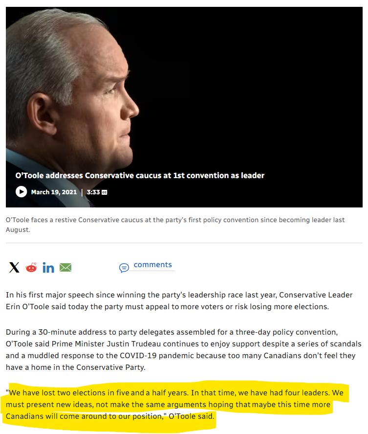 patgagnon_75's tweet photo. This is the moment @cpc no longer became a viable party in the eyes of Canadians. @erinotoole tried to move the party forward back in 2021. Unfortunately the party ignored his warnings. Mr O'Toole was right. Unfortunately the party removed him and placed a new leader who .. https://t.co/cPOeD4iZ1b