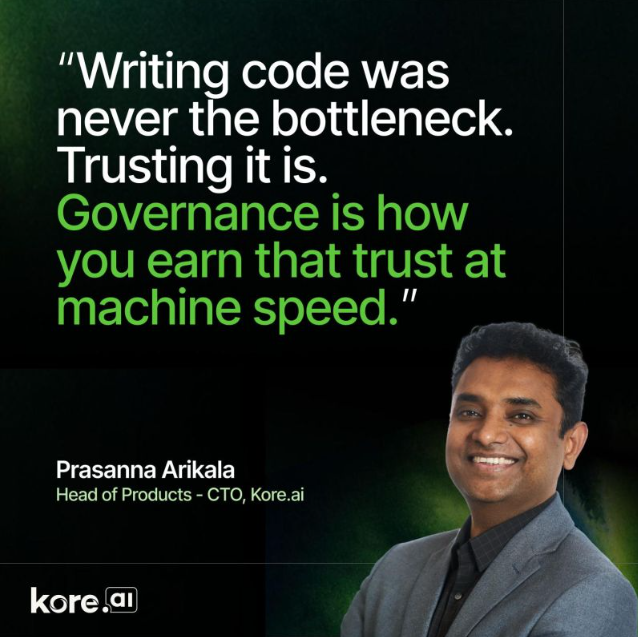 koredotai's tweet photo. Writing code is easy. Building a trusted AI teammate isn't. @Kore_AI's Prasanna Arikala breaks down the engineering harness behind 6,500+ AI commits/month. 

https://t.co/IfomBWUrr6

 #AgenticAI #AIEngineering https://t.co/gTgcamTZS2