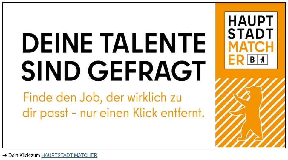 recrutainment's tweet photo. Mit dem HAUPTSTADT MATCHER spielerisch zum passenden Einstieg beim Land Berlin

https://t.co/oYp1Wl5Li2 https://t.co/qCaIBIj8CA