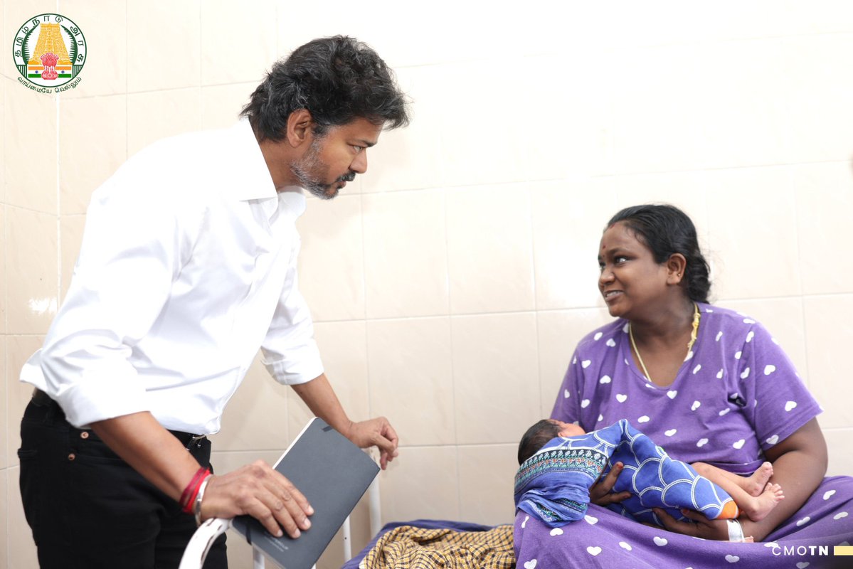 sri50's tweet photo. Tamil Nadu CM Joseph Vijay visited the Government Mother and Child Welfare Hospital in Chennai's Egmore today for a surprise inspection and inquired about the health of the mothers receiving treatment. Remember Vijay was born in this hospital! https://t.co/pdkqj2RUH5