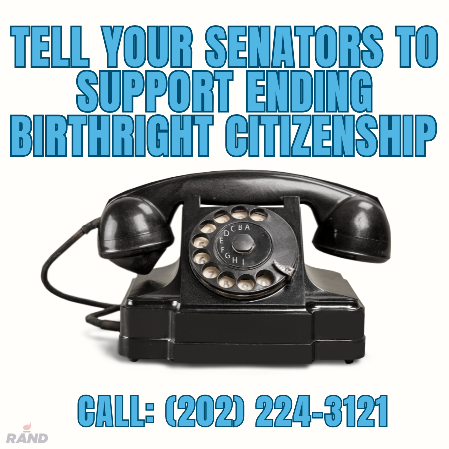 RandPaul's tweet photo. Every sovereign nation decides who its citizens are, based on real legal ties to the country. America should be no exception.

Birthright citizenship for foreigners' children has become a magnet for illegal immigration and birth tourism, rewarding people for breaking our laws.

I introduced a Constitutional Amendment to end it. Call your senators and tell them to support it.
