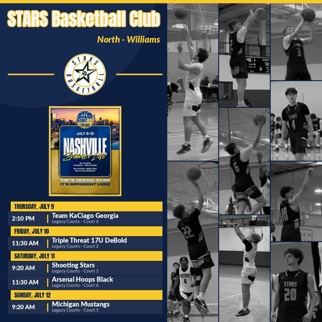 benjiprrince's tweet photo. Stars North-Williams (17U) is at the RecruitLook Nashville Summer Live event Thursday-Sunday, 7/9-7/12.  Ready to get back on the floor.  Schedule below, come watch some hoops!
@StarsBballClub @PrepHoopsTN @CourtneyHoops90 @Getrecruited22 @mosesk225 https://t.co/bzRrOs9tNl