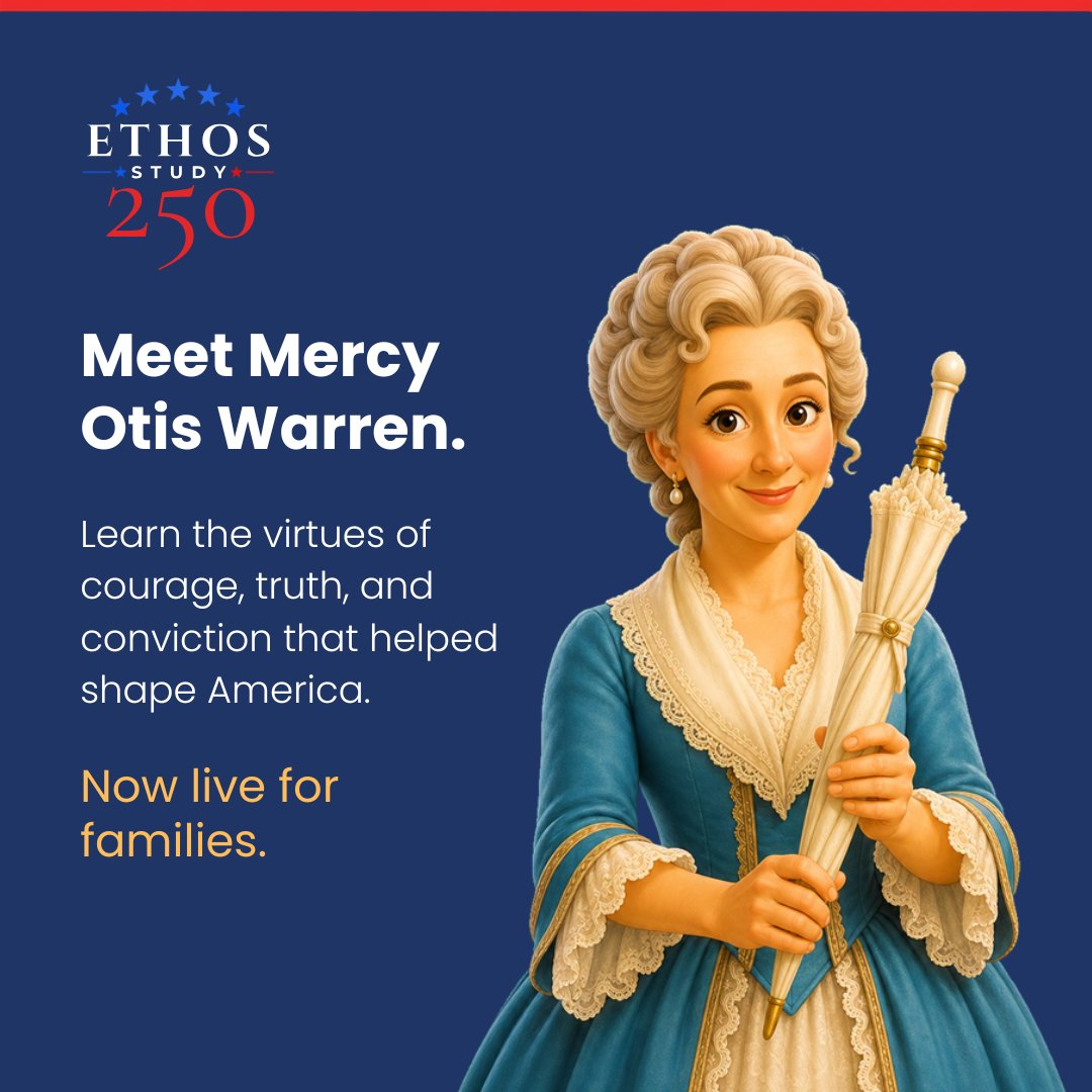 Ethos_EI's tweet photo. She couldn't vote, hold office, or attend college. She wrote one of the first histories of the American Revolution anyway. Hear Mercy Otis Warren tell it. #America250 
https://t.co/pwTDsxdfsu https://t.co/EgfoQSALNz