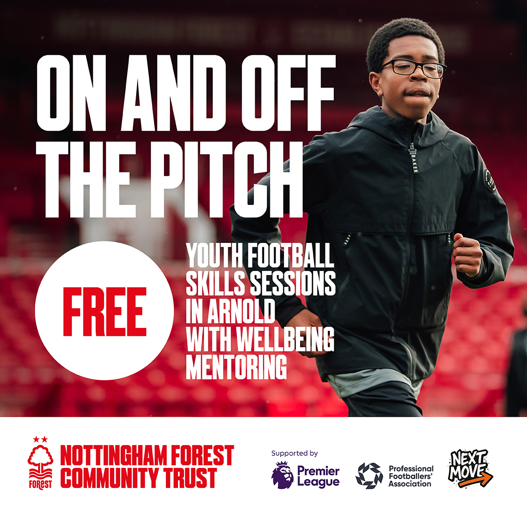 NFFCFoundation's tweet photo. Introducing On &amp; Off the Pitch! ⚽️

The new teen arm of our Resilient Reds programme offers FREE football coaching &amp; wellbeing support for 11-18s in Arnold and Eastwood.

#NFFC