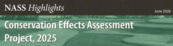 usda_nass's tweet photo. Highlights from the 2025 Conservation Effects Assessment Project with @USDA_NRCS are now available. About 83.7% of survey respondents reported using conservation practices.➡️ https://t.co/0BJZCejylB https://t.co/39Qx6KsQfu