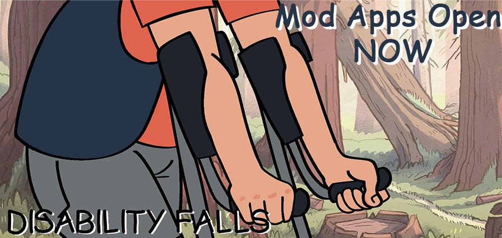 DisabilityFalls's tweet photo. 🧑‍🦽MOD APPS NOW OPEN 🧑‍🦯

We are looking for some support staff:
Art Mods
Writing Mods
Merch Mods
Formatting Mod
Social Media/Graphics Mod
Accessibility Mods

Apps will be open until July 20th 2026 at 11:59 PM EST
Apply Here: https://t.co/ysudL2RF0q
#gravityfalls #disabilitypride https://t.co/Mt9pIvWzJg