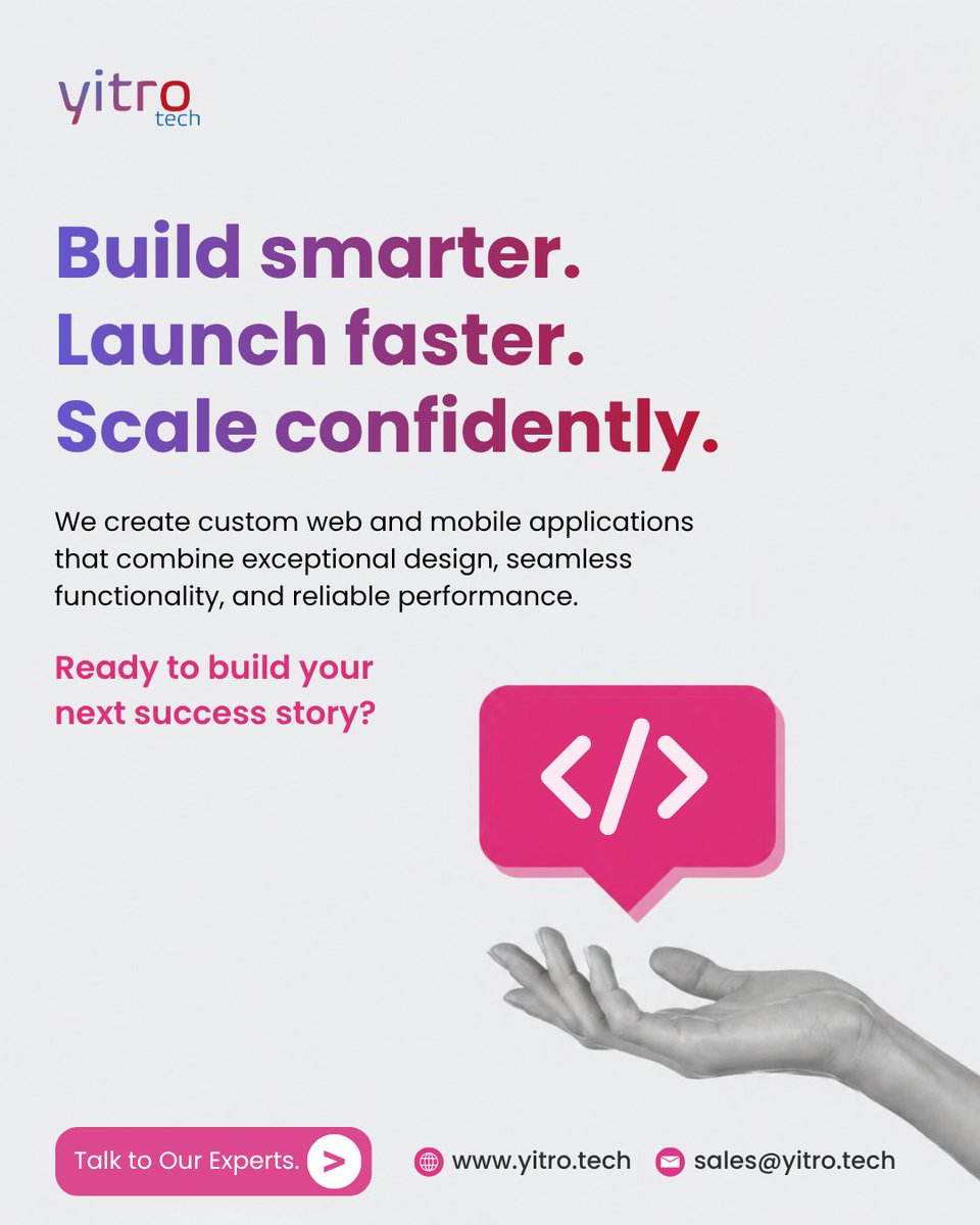 Yitrotech's tweet photo. Every great digital product starts with the right technology partner. 🤝 

We build scalable, high-performance web and mobile applications that help businesses innovate, launch faster, and grow with confidence. 

Let's turn your vision into reality.

#AppDevelopment #Innovation https://t.co/PDkXqS3rlK