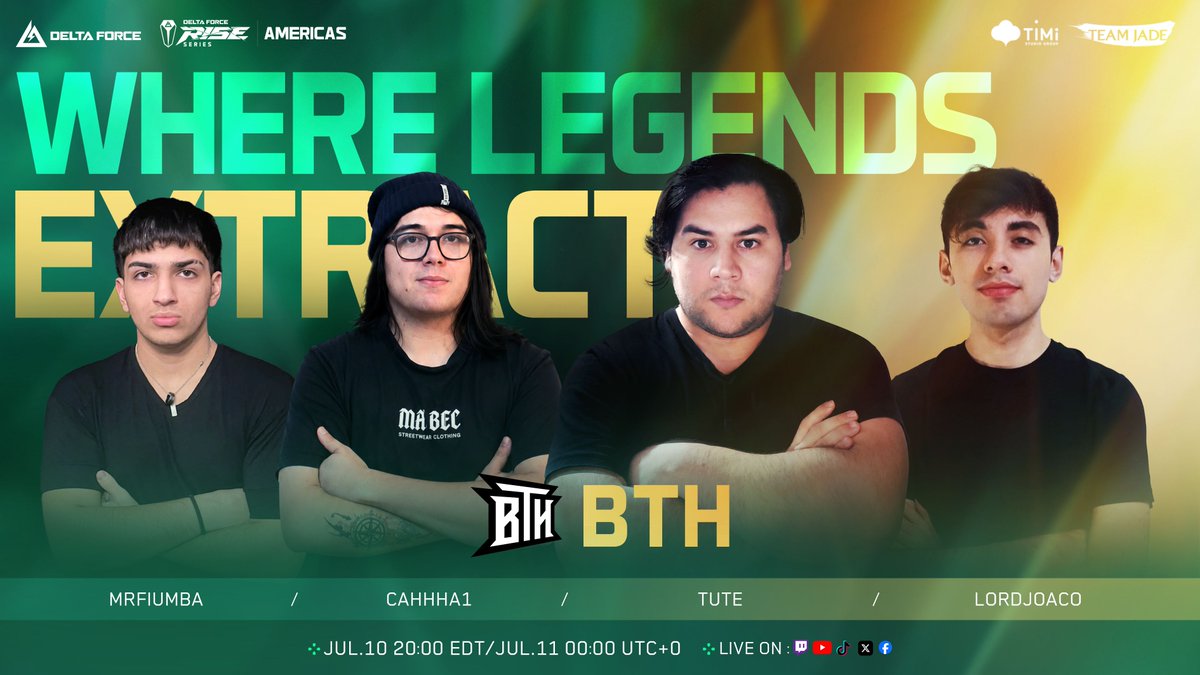 DFGameEsports's tweet photo. Meet your AMERICAS teams — 1/3

@esports_bth
@EvilGeniuses
@FaZeEsports
@fluxogg

The journey has just begun.

RISE Series kicks off July 10.

#DeltaForce #DFesports #DFRise https://t.co/GcYR0mLVg6