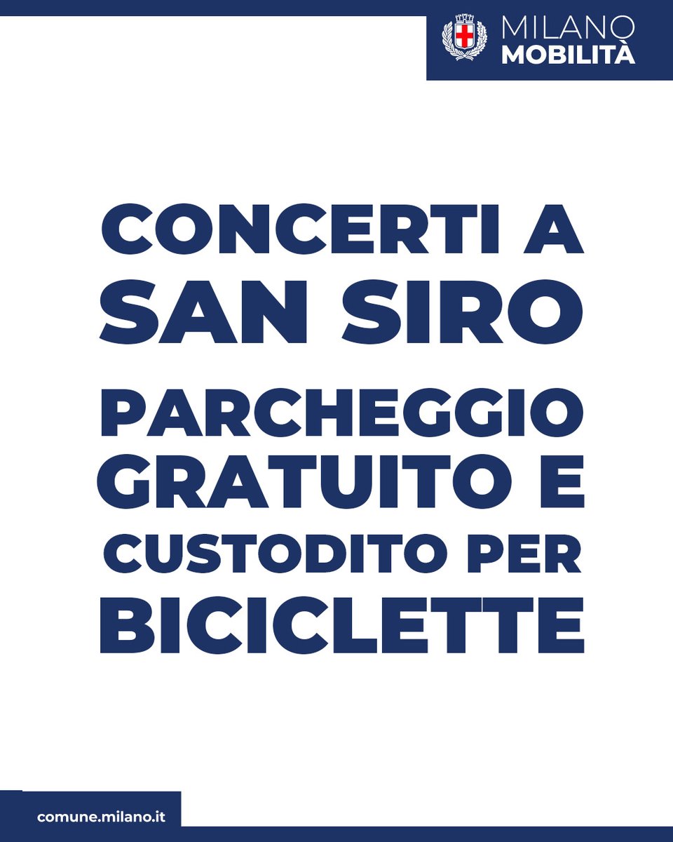 ComuneMI's tweet photo. 🧑🎤🏟️San Siro: parcheggi gratuiti per bici in occasione dei concerti
🤝Accordo promosso da #ComuneMi tra M-I Stadio e Scintilla Cicloprogetti
🚲500 posti disponibili dalle 13 fino a un'ora dopo il concerto
➡️https://t.co/sqcZGfqVVa https://t.co/iDQqVuE1Z8