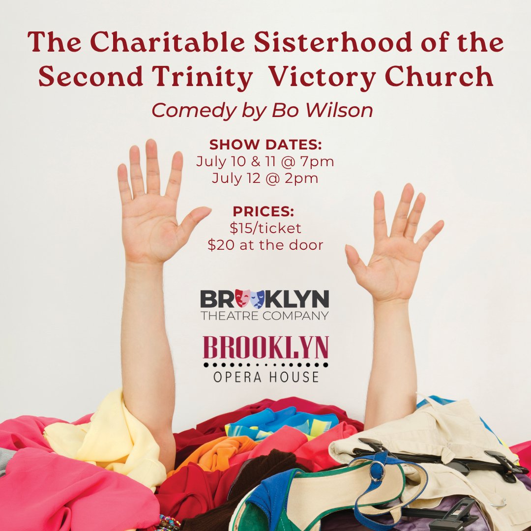 BrooklynOpera's tweet photo. Looking for something fun to do this weekend? Join us for The Charitable Sisterhood of the Second Trinity Victory Church!

Filled with laughter, friendship, faith, and plenty of heart, this charming comedy is one you won't want to miss.

July 10 &amp; 11 | 7 PM
July 12 | 2 PM https://t.co/Ca4izGyZIs