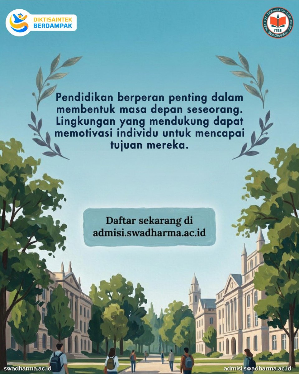 itb_swadharma's tweet photo. Pendidikan dan lingkungan yang tepat berperan penting dalam membentuk masa depanmu.Jangan biarkan energi mentalmu terkuras oleh pertemanan yang salah.
Mulai langkah suksesmu hari ini!
Registrasi di https://t.co/cLedl1i2HA #KuliahBerkualitas #ITBSwadharma #CircleToxic #ToxicPeople https://t.co/KKDZCufUxK