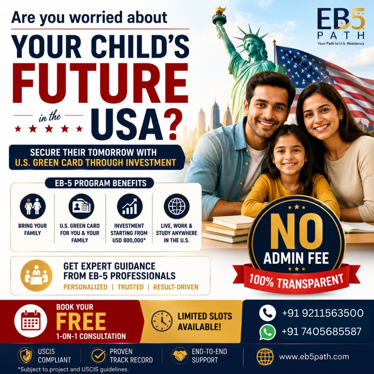 EB5Path's tweet photo. 𝐄𝐯𝐞𝐫𝐲 𝐏𝐚𝐫𝐞𝐧𝐭 𝐃𝐫𝐞𝐚𝐦𝐬 𝐨𝐟 𝐚 𝐁𝐫𝐢𝐠𝐡𝐭𝐞𝐫 𝐅𝐮𝐭𝐮𝐫𝐞 𝐟𝐨𝐫 𝐓𝐡𝐞𝐢𝐫 𝐂𝐡𝐢𝐥𝐝
Your child's future deserves more than uncertainty—it deserves opportunity
🌐 https://t.co/VW1lRG790L
#EB5Path #EB5Visa #USGreenCard #ChildrensFuture #StudyInUSA #AmericanDream https://t.co/OdJ1ktJYLB