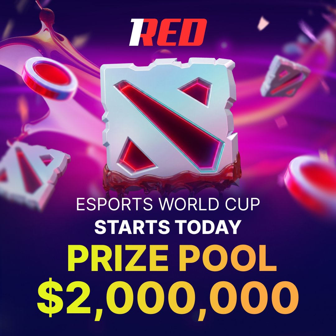 1Red_Casino's tweet photo. 🏆 DOTA 2 EWC 2026 IS LIVE

The battle for the championship begins now 🔥

What's at stake:
💰 $2,000,000 Prize Pool
📅 July 7 – July 19
🎮 Group Stage → Playoffs
The road to the trophy starts here 🚀

⬇️ PICK YOUR WINNERS
https://t.co/eXa7MinFjM https://t.co/hZALZZZ4zt