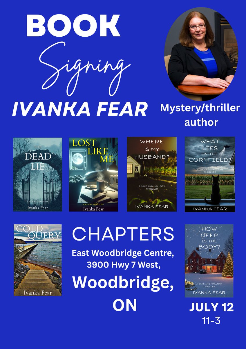 FearIvanka's tweet photo. In Chapters Woodbridge this Sunday signing books. #booksigning #authorevent #mysteryreaders #thrillerbooks #woodbridgeontario #indigobooks https://t.co/eAzEn4ZiGj