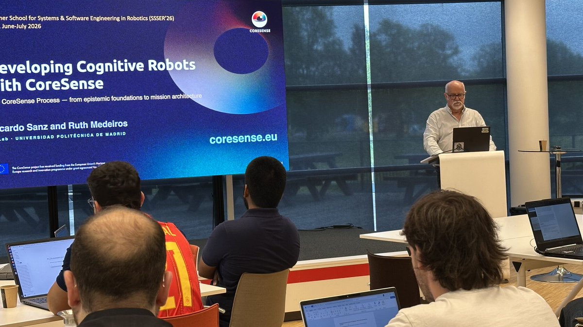 CORESENSE_EU's tweet photo. Happy to have contributed to the Summer School for Software Engineering in Robotics at @tudelft, delivering sessions across ROS2, planning & deliberation, cognitive architectures, and model‑based engineering. https://t.co/QkKpyEEgm9 #CORESENSE https://t.co/T0cCx54sz0
