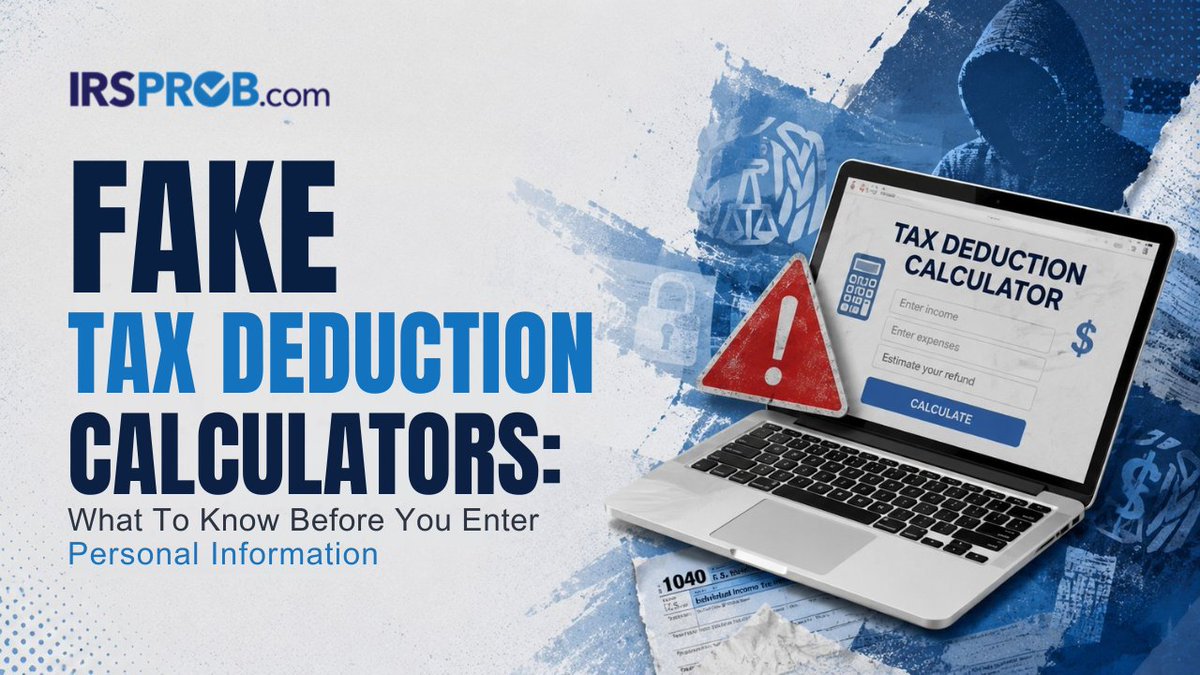 irsprob's tweet photo. Using a tax deduction calculator?
Make sure it’s legit before entering personal info.
Learn more:
https://t.co/W879jWD2sX
#taxscam #taxtips #irshelp https://t.co/gLfLNFLNCy