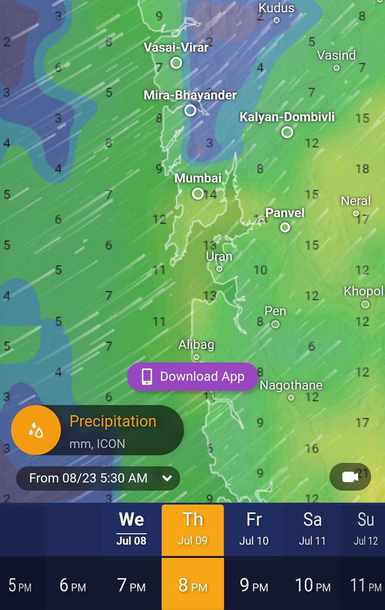 deepesh_p23's tweet photo. After a brutal week of relentless #MumbaiRains and flooded streets, the weather is finally dialing it back. Expect mostly light rain over the next 24 hours with no major downpours. A sigh of relief for anyone commuting or stranded right now. https://t.co/QWiAUYXUH3