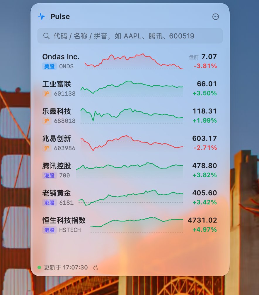 fatwang2ai's tweet photo. 做了个 Mac 菜单栏上快速查看股价和盈亏的原生 App，安装后不到 10M，港美股和 A 股都支持，可直接下载安装，代码也已开源，发布地址：https://t.co/M4wK46LSSk https://t.co/4sjSMQcVGI