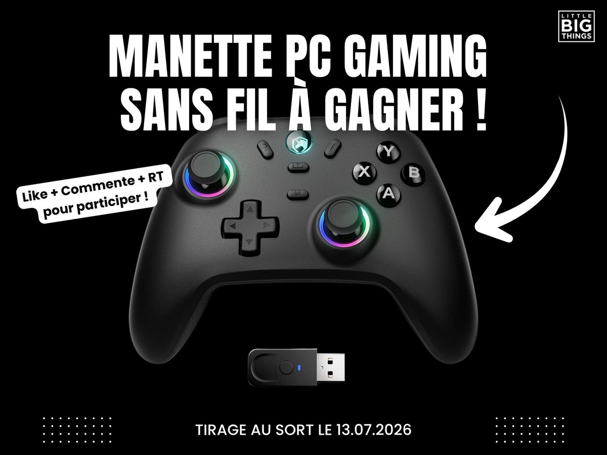 lbtofficiel's tweet photo. 🎮 CONCOURS LITTLE BIG THINGS

On vous fait gagner une manette PC gaming sans fil (compatible PC / Switch / iOS / Android) pour profiter pleinement de vos jeux préférés ! 🔥

Pour participer :

❤️ Likez 
💬 Commentez
🔁 RT 

🎁 Tirage au sort le 13.07.2026.

Jeu gratuit, sans obligation d’achat, ouvert aux personnes résidant en France métropolitaine et dans l’Union européenne.

#gaming #pc