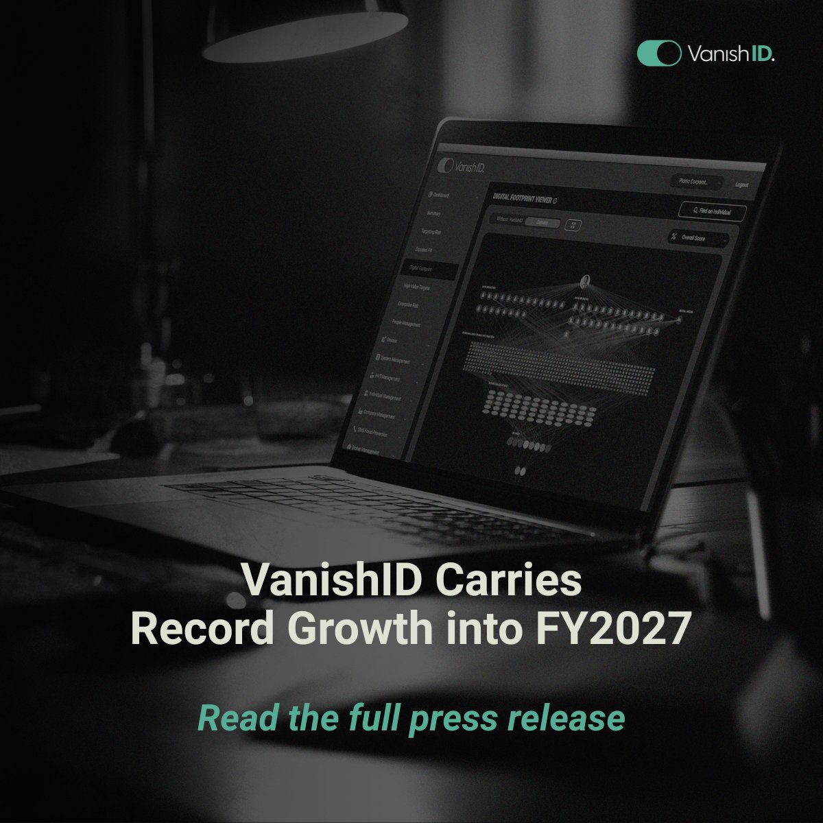 VanishIDSecure's tweet photo. Big news: VanishID just had its strongest year ever, and FY2027 is already accelerating past it.

In FY2026, ARR grew 2.3x year over year and we doubled our headcount.

Read the full press release: https://t.co/M9lARAR4j6 https://t.co/VOfxcoJet9