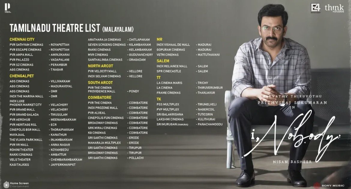 10gMedia's tweet photo. #iNobody Tamil Nadu &amp; North India Theatre List! 

From tomorrow! 

Book your Tickets Now: 

https://t.co/ojYl7MnKaX

https://t.co/5loxd1Cp4J https://t.co/qltFreNkXQ