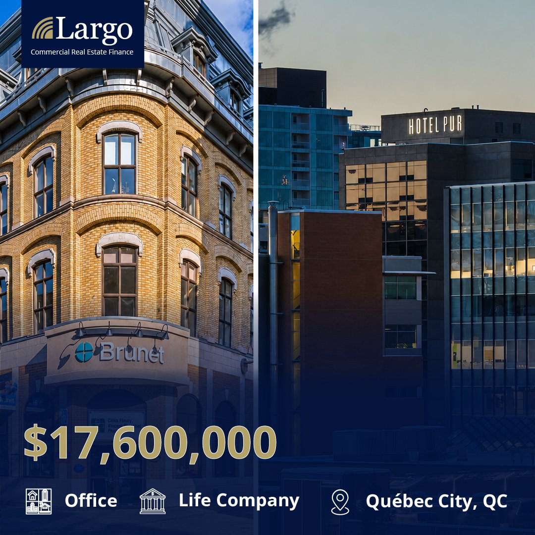 Largocapital's tweet photo. Just Closed!
Kevin Ross of Largo Capital Limited arranged $17,600,000 in financing for a four-property office portfolio in downtown Quรฉbec City, Quรฉbec.
#LargoCapital #OfficeFinancing #CanadaCRE #QuรฉbecCity #JustClosed
Quรฉbec: Mortgage Agency Brokerage License #3001949759 https://t.co/VW091lqOwp