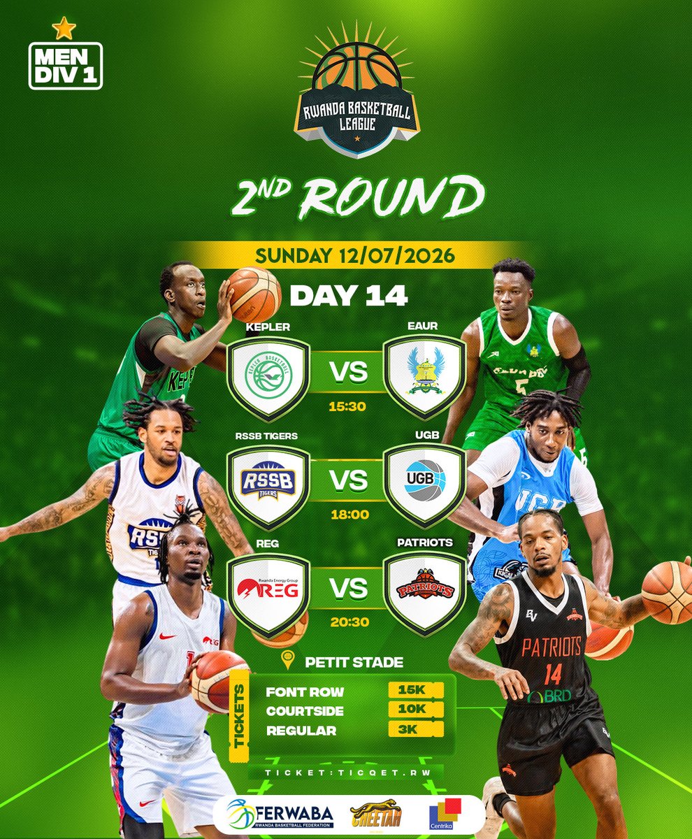 ferwabaRW's tweet photo. #RBL26 is back, 12th July 2026! 🔥

Check out the 2nd Round fixtures in the Men’s Division 1 and get ready for another thrilling round of action.

🎟️ Secure your tickets now at https://t.co/Y0dbGI5NUz and experience the excitement live! https://t.co/VqMTtV4Rin