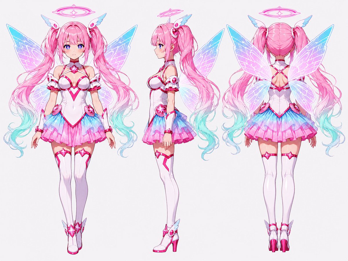 animepower's tweet photo. じぶんのTiktokチャンネル(https://t.co/kGADMrunKr)のイメージキャラクター(星宮ルミナ)を　#AI先生　に作ってもらったので、ついでにキャラクターシートとかも作ってもらいました♪　いやぁ、、べんりな世の中になったものです！　😊 #AIイラスト https://t.co/WumM5bIHB8
